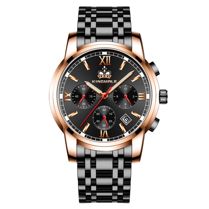Đồng hồ Nam kigmale K1907 chạy 6kim có lịch ngày Chống nước sinh hoạt Mặt kính Mineral trong Kiểu dáng năng động và lịch