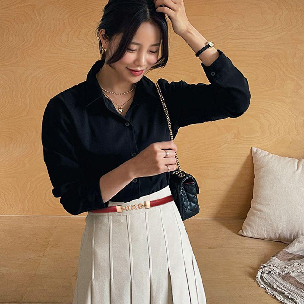 Thắt Lưng VANES1 Chất Liệu Da Pu Phối Kim Loại Phong Cách Retro