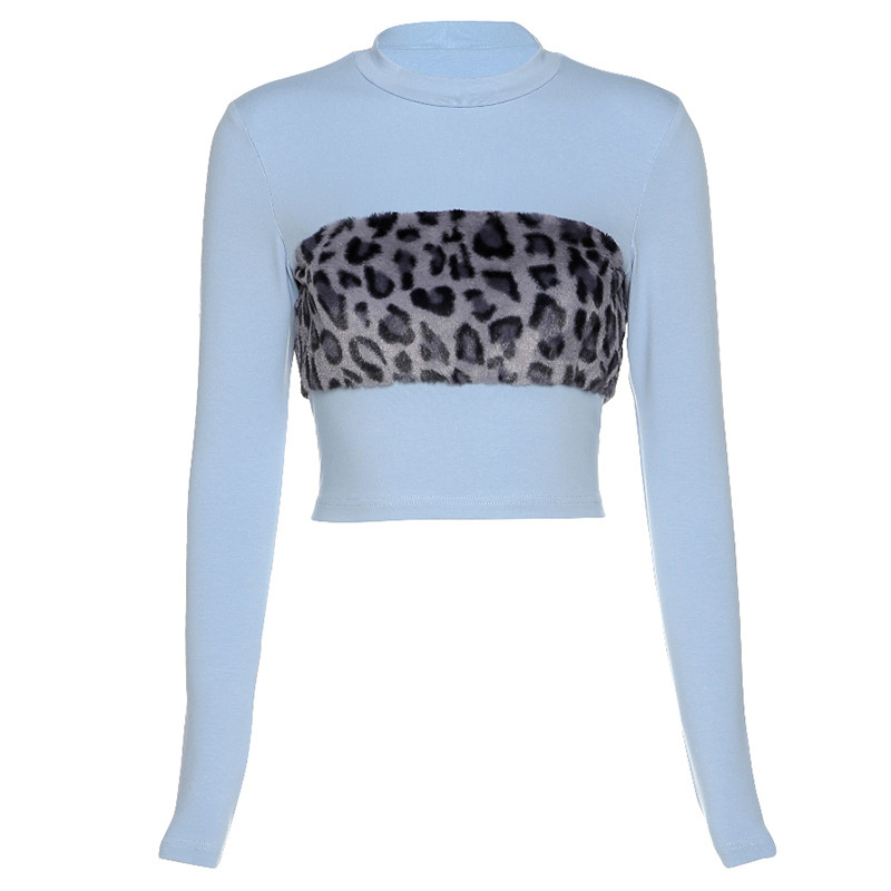 Áo Croptop Tay Dài Hoạ Tiết Da Báo Thiết Kế Đơn Giản Hợp Thời Trang