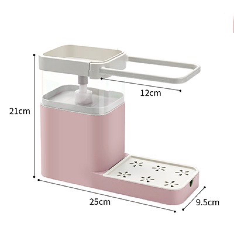 Bộ Hộp Đựng Nước Rửa Chén Tạo Bọt 3 IN 1 Thông Minh Kèm Miếng Bọt Biển