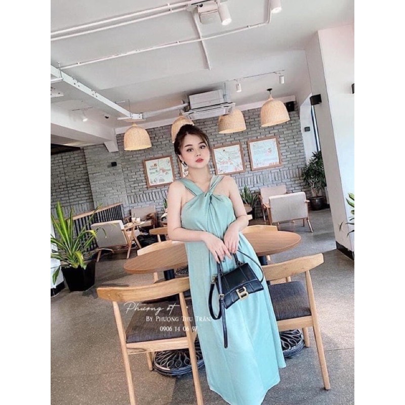 [chuẩn loại 1]váy  maxi xoắn ngưc    cổ yếm