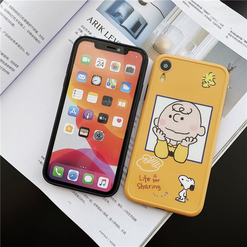 Ốp điện thoại mềm màu trắng vàng hình Snoopy Charlie cho Iphone 11 Pro MAX i7 i8 Plus XR XS MAX | BigBuy360 - bigbuy360.vn