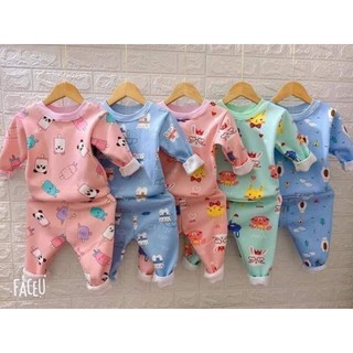 Bộ nỉ trần bông cổ tròn siêu xinh cho bé
