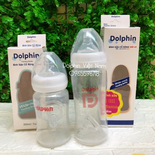 (Tặng thêm 1 núm) Bình sữa cổ rộng Dolphin 200ml/300ml