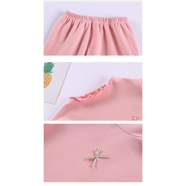 Bộ quần áo dài AMILA bằng vải nhung giữ ấm dành cho bé gái