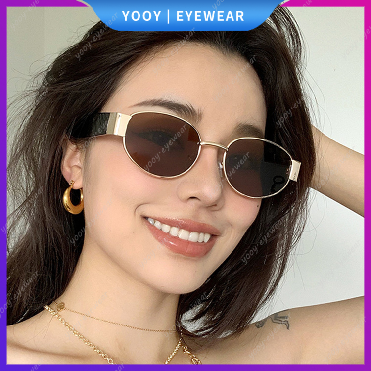 Kính mát gọng oval nhỏ phong cách hip hop hợp thời trang