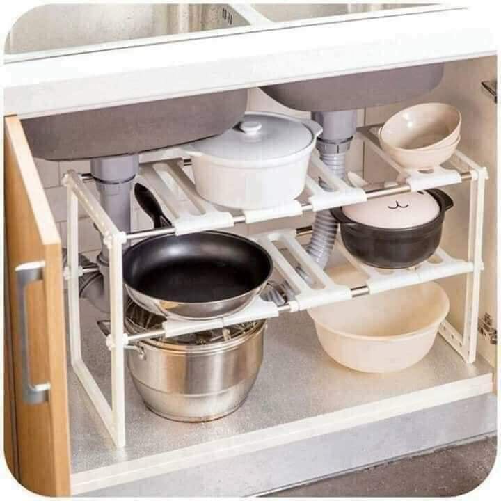 Kệ đựng đồ gầm bếp, kệ để xoong nồi tiện dụng, kệ để dưới bếp gas