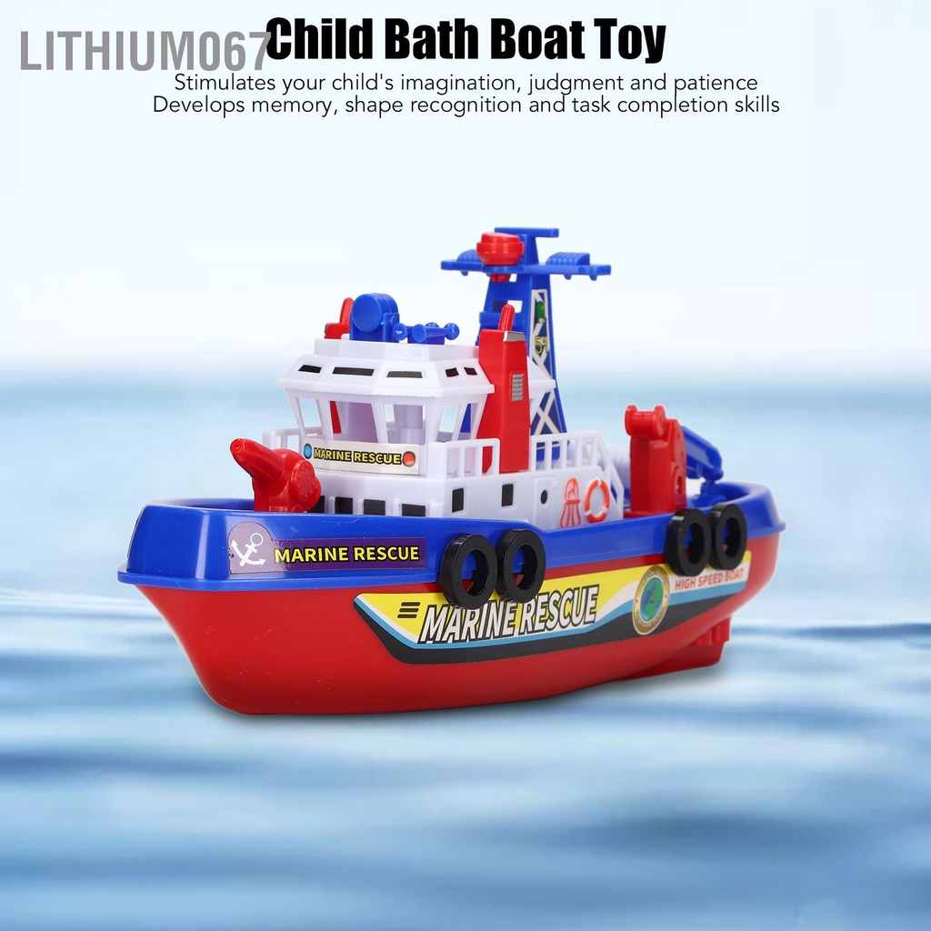 Lithium067 Đồ chơi Thuyền cứu hỏa Tự động Phun nước Âm nhạc Giáo dục Ánh sáng Điện Trẻ em Tắm cho Bé trai gái
