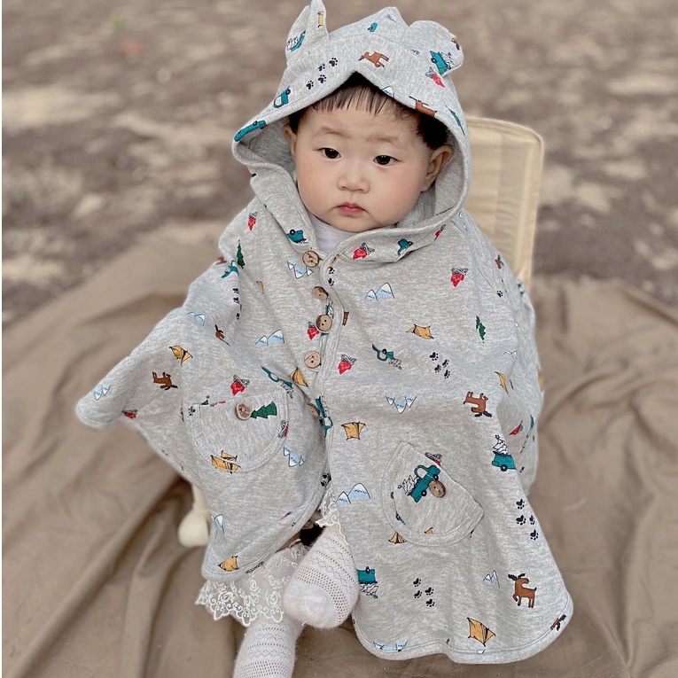 Áo choàng chống nắng cho bé 100% Cotton, áo choàng chống tia UV  thiết kế họa tiết ô tô Kakummi