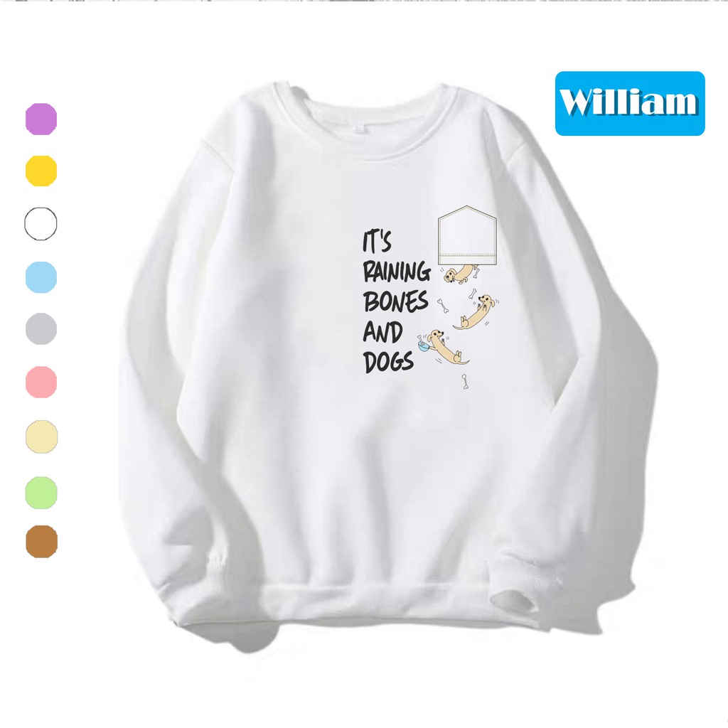 Áo sweater nam nữ in hình Cún Con, chất nỉ dày dặn, hợp làm áo cặp William - DS108