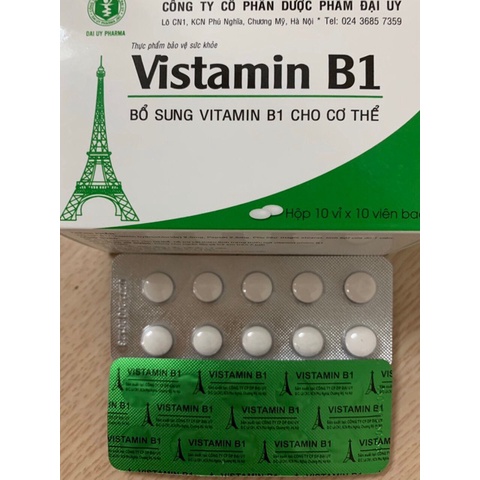 Vistamin B1 vỉ hộp 100 viên - Bổ sung vitamin B1 cho cơ thể