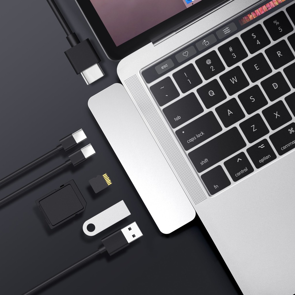 [Cho Macbook Pro/ Air] USB-C Hub Cổng Chuyển HyperDrive Duo 7-in-2 GN28B - Follow HIBUCENTER Giảm 5%