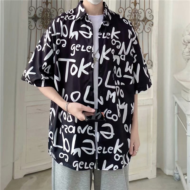 Fashion Retro Floral Pattern Short Sleeve Shirt For Couples
