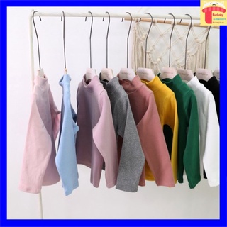 Áo thun bé trai và bé gái 7-14 tuổi dài tay cao cổ vải cotton len dày dặn, Áo giữ nhiệt cho bé chất liệu cao cấp