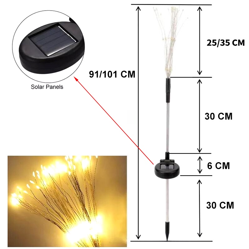 Đèn OSIDEN năng lượng mặt trời hình pháo hoa hiệu ứng ánh sáng 60/ 120/ 150/ 200leds 8 chức năng trang trí bãi cỏ