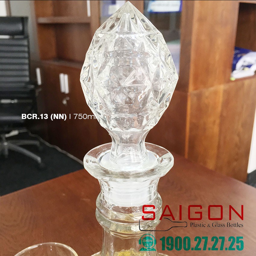 [ Rẽ Vô Địch ] Bình Thủy Tinh Ngâm Ruou Nắp Nhọn 750ml Sang Trọng | BCR.13