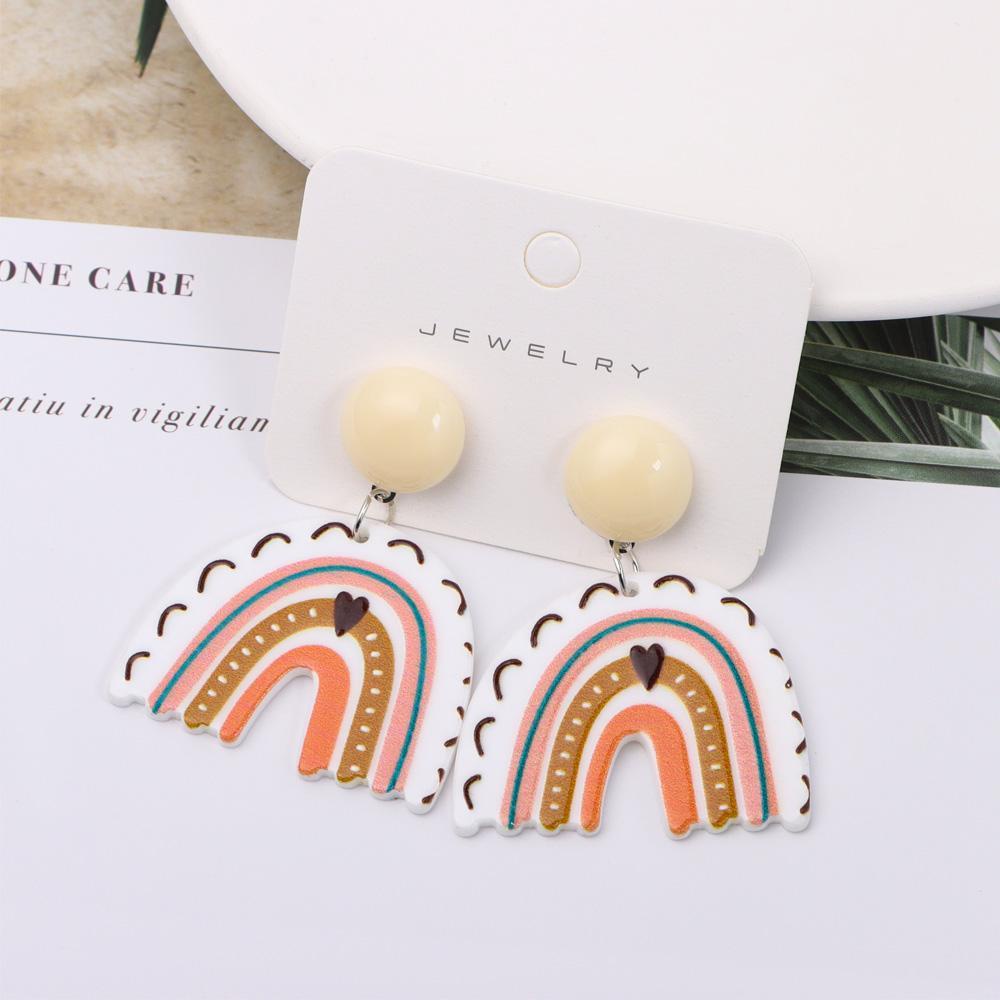 Bông Tai Hình Hoa / Cầu Vồng Họa Tiết Hoạt Hình Dễ Thương