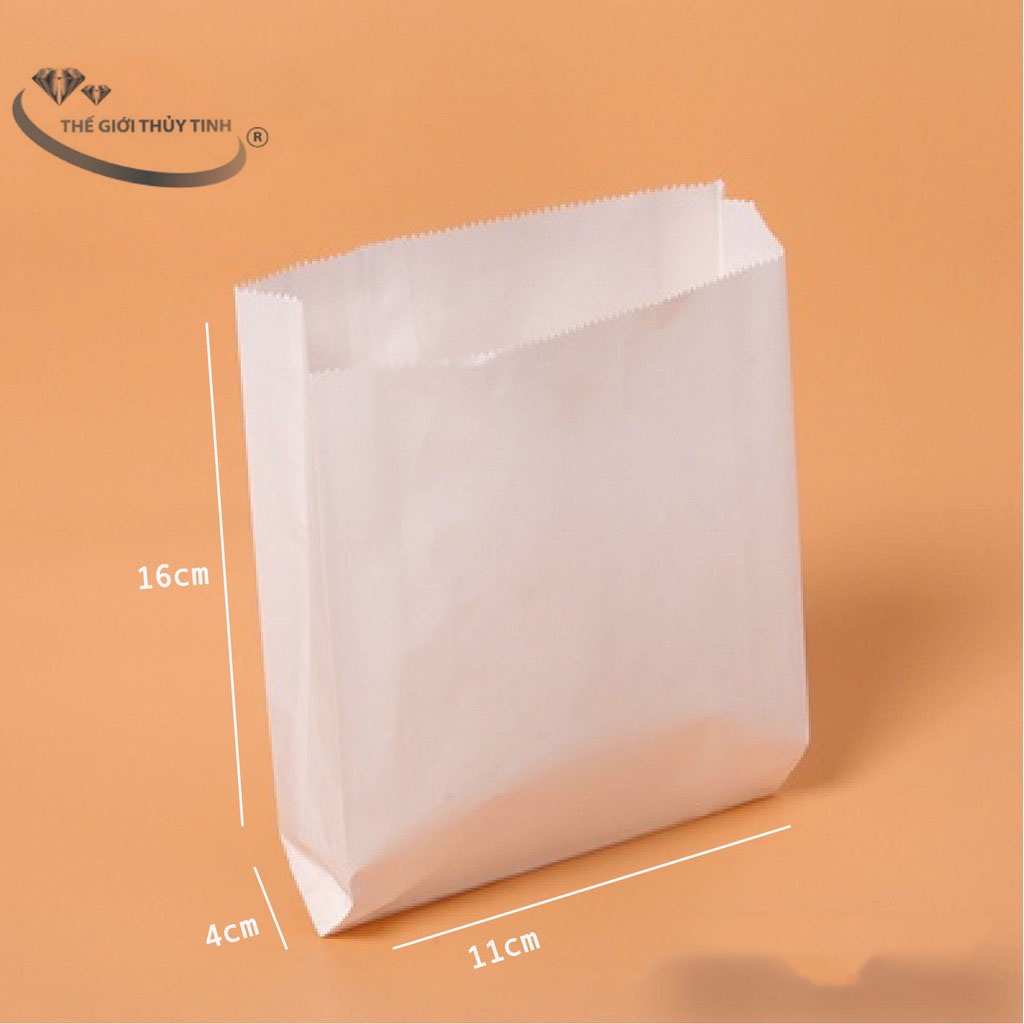 TÚI GIẤY TRẮNG THẤM DẦU SIZE 11CM - SET 50 TÚI