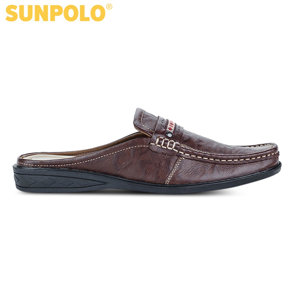 Giày sục dép nam Da bò cao cấp SUNPOLO đi làm công sở, đi chơi Màu Đen/Nâu - SUSP002DN