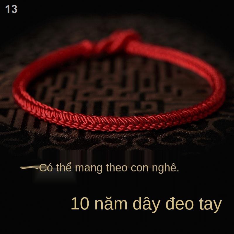 Vòng tay dây thừng màu đỏ dệt vài sợi mỏng đơn giản học sinh mở cổ chân sau Tai Sui