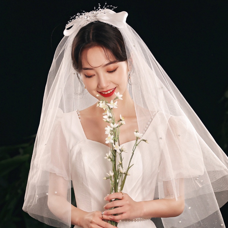 Mạng Che Mặt 2 Tầng Vải Tuyn Lấp Lánh Trang Trí Đám Cưới