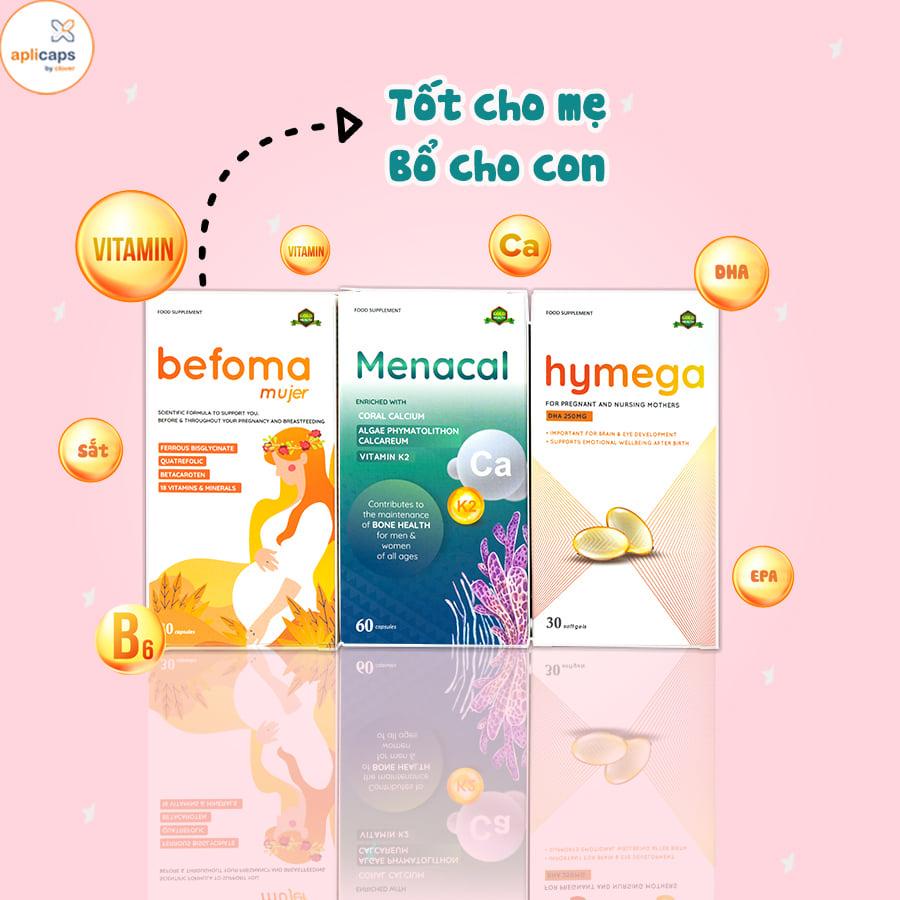 Aplicaps hymega dha cho bà bầu bổ sung vitamin tổng hợp cho bà bầu epa vitamin e dầu cá Hộp 30 viên