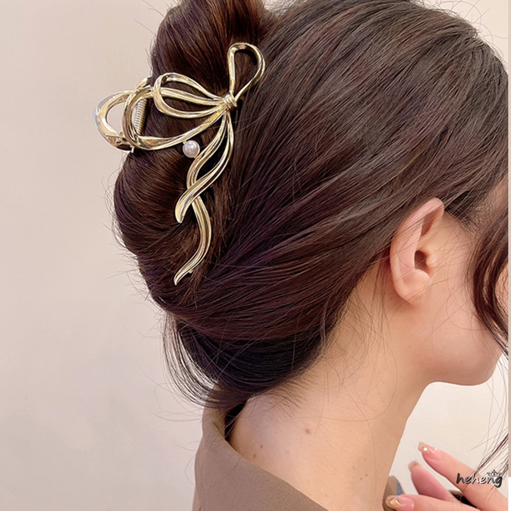 Kẹp Tóc Nơ Bằng Kim Loại Phong Cách Vintage Phù Hợp Cho Người Yêu