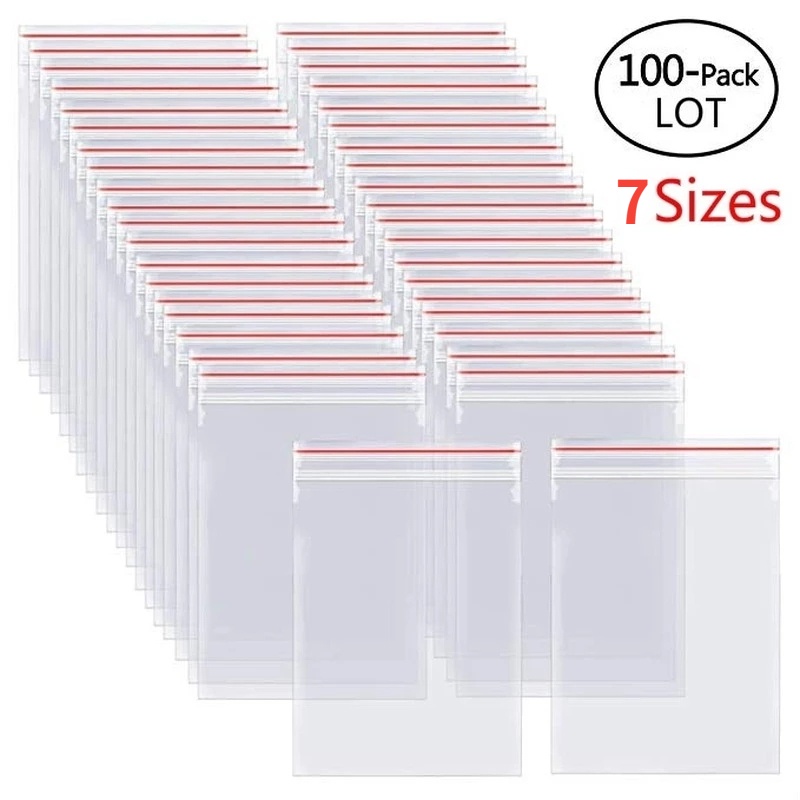 Set 100 Túi Zip Nhựa Trong Suốt Có Thể Đóng Lại Tiện Dụng