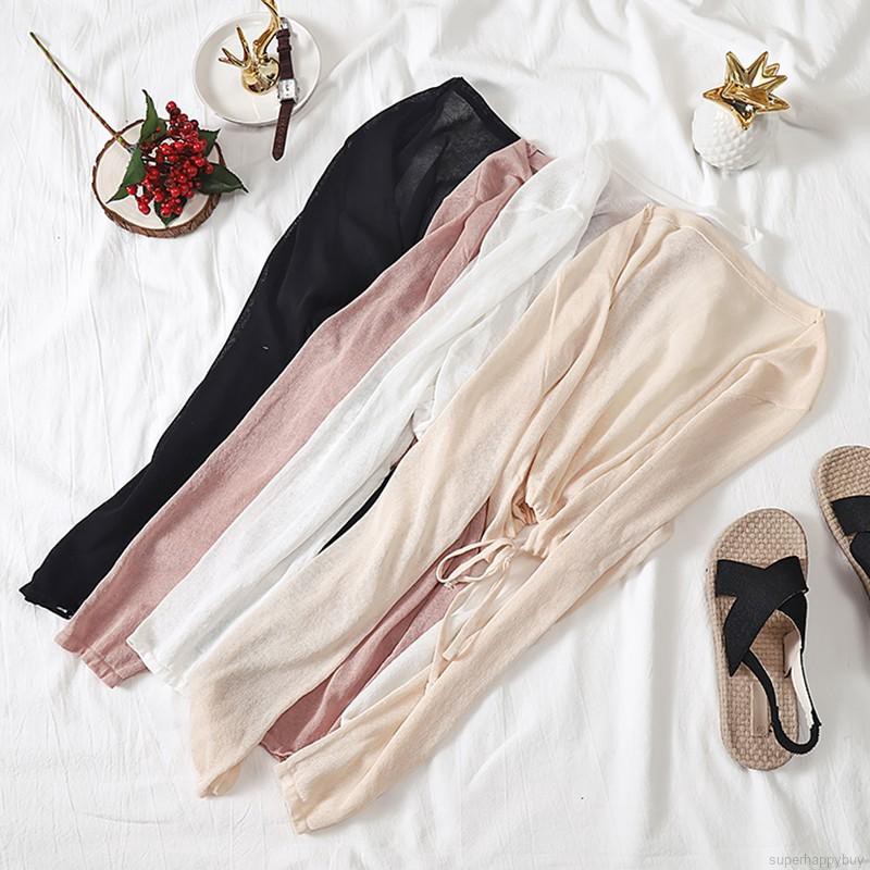 Áo khoác cardigan dệt kim mỏng tay dài chống nắng thời trang cho nữ | BigBuy360 - bigbuy360.vn