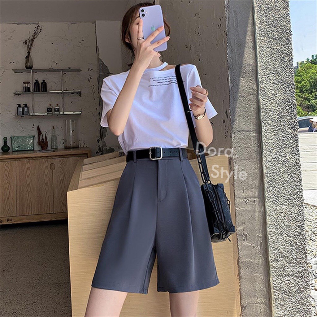 Quần short basic màu đen trắng nâu ghi dễ mix đồ M2066 Dora Style