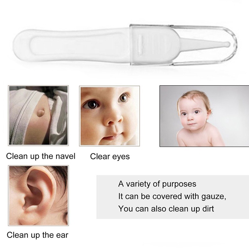 Nhíp Làm Sạch Tai / Mũi / Rốn Bằng Nhựa An Toàn Cho Bé Sơ Sinh