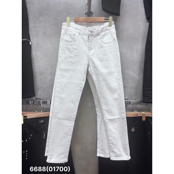 quần jean trắng nam, trắng trơn - trắng rách gối