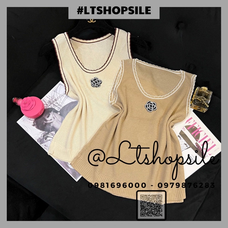 Áo len lưới sát nách dáng len tanktop đính hoa đá cổ phối viền xinh