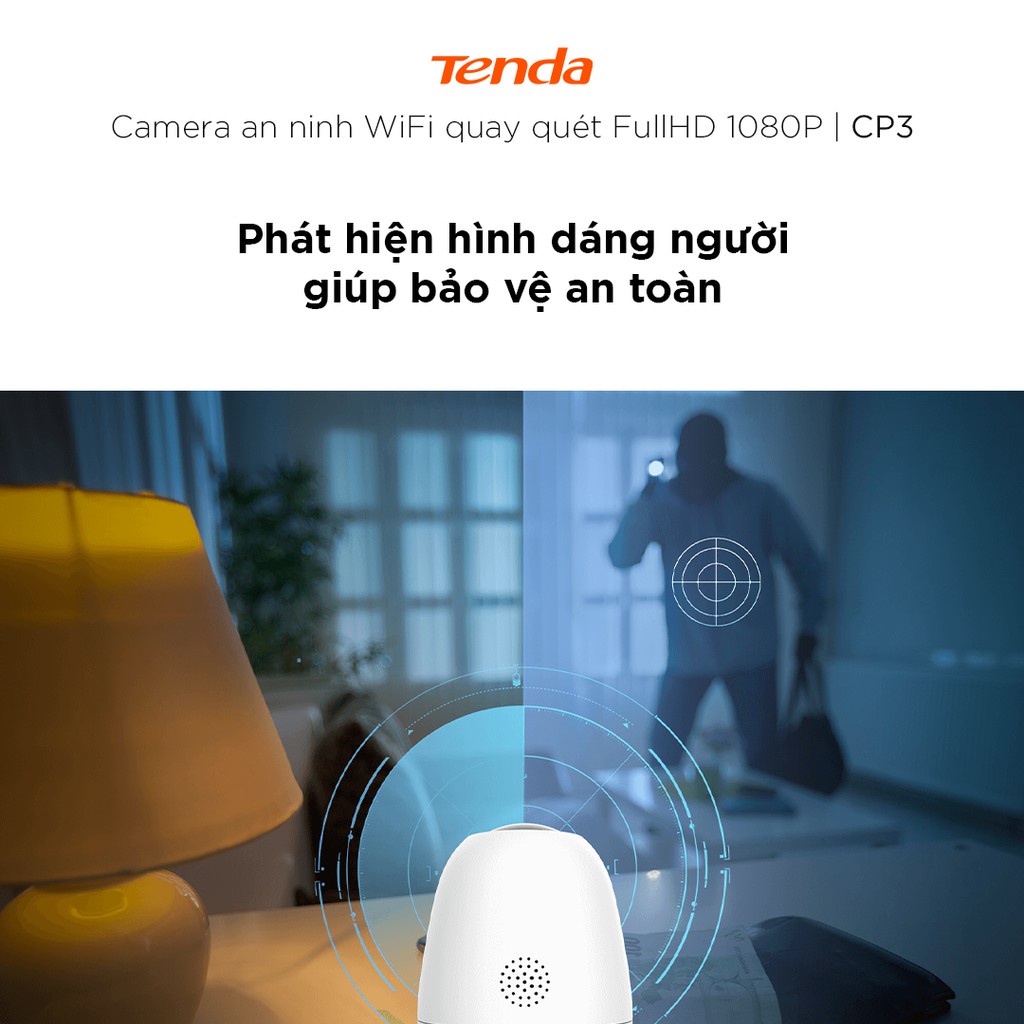 Camera IP Wifi Tenda CP3 Full HD 1080P 360° , Full HD 1080P , Đàm Thoại 2 Chiều , Theo Dõi Chuyển Động
