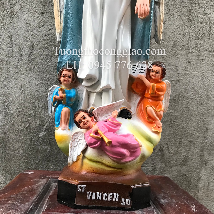 Tượng Thánh Vinh Sơn 50cm có thiên thần