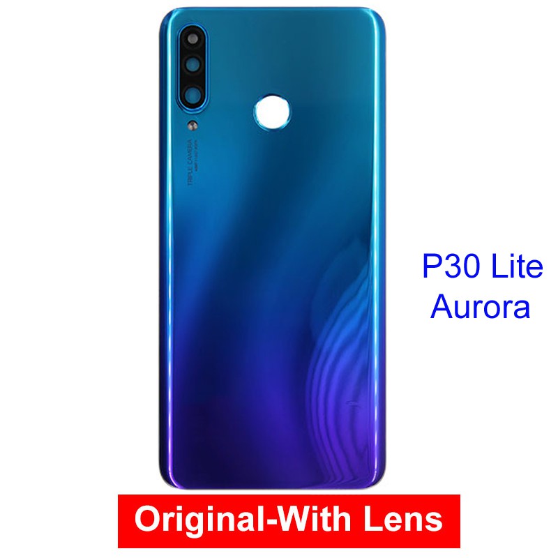 Ốp lưng Huawei P30 Lite nova 4e + Ống kính máy ảnh cho Huawei nova 4e Cửa sau thay thế Sửa chữa Phụ tùng thay thế Nắp pin Tấm ốp kính Vỏ cho Huawei P30 lite