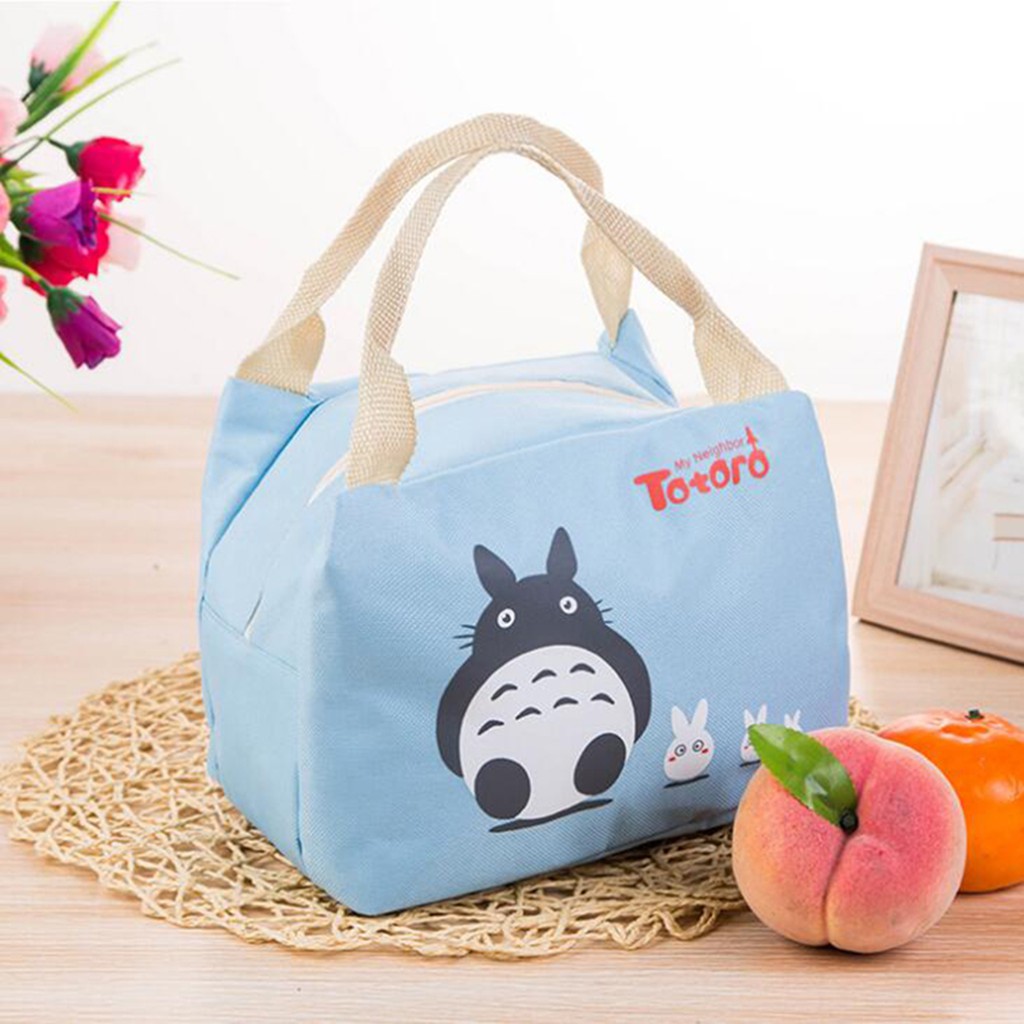 Túi Giữ Nhiệt Đựng Hộp Cơm Trưa Hình Hello Kitty Doraemon Stitch Totoro