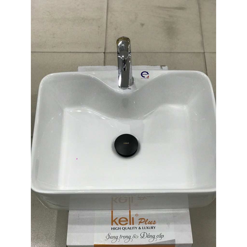 Lavabo rửa mặt keli 8025A, chậu rửa mặt đặt bàn, men chống bám bẩn lớp men sáng bóng