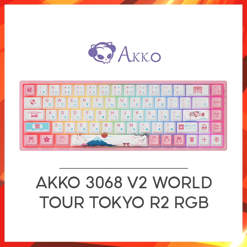 Bàn phím cơ AKKO 3068B / 3061 v2 World Tour Tokyo R2 RGB (Gateron switch / Foam tiêu âm / Pre-Lubed)