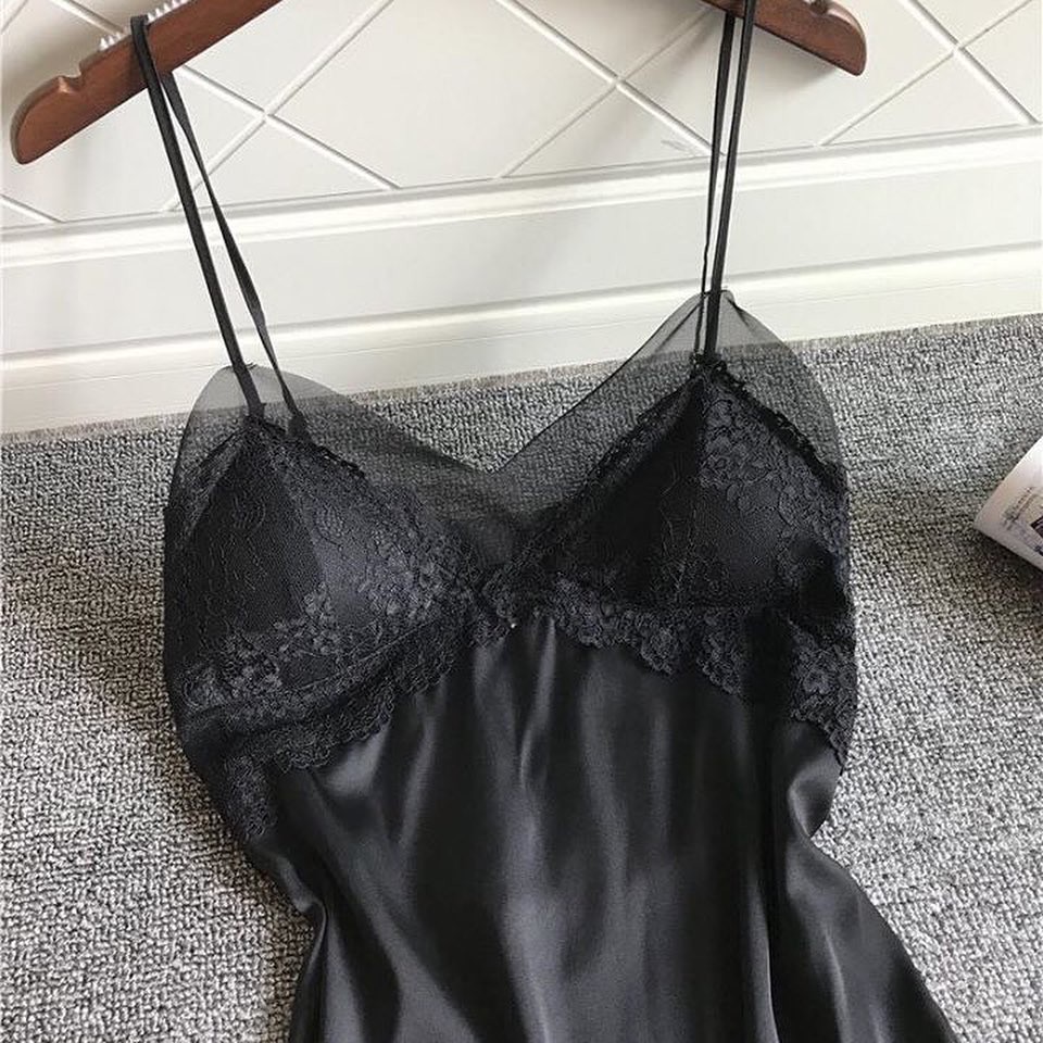 Váy ngủ lụa satin cao cấp phối lưới ren gợi cảm giá rẻ-HONEY | BigBuy360 - bigbuy360.vn