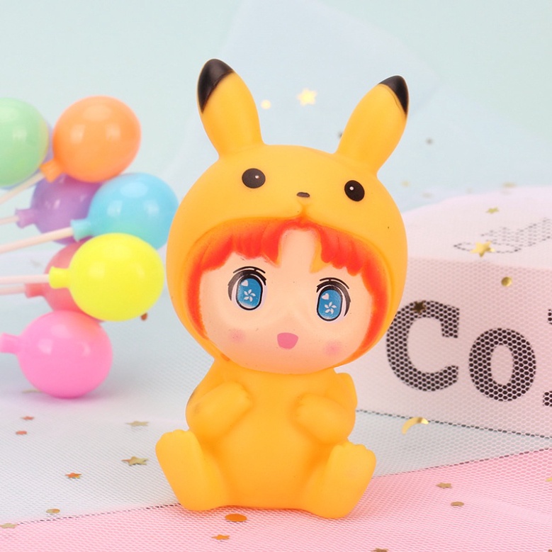 trang trí bánh sinh nhật bánh kem cho bé [FREESHIP❤️] tượng em bé đội mũ con vật dễ thương