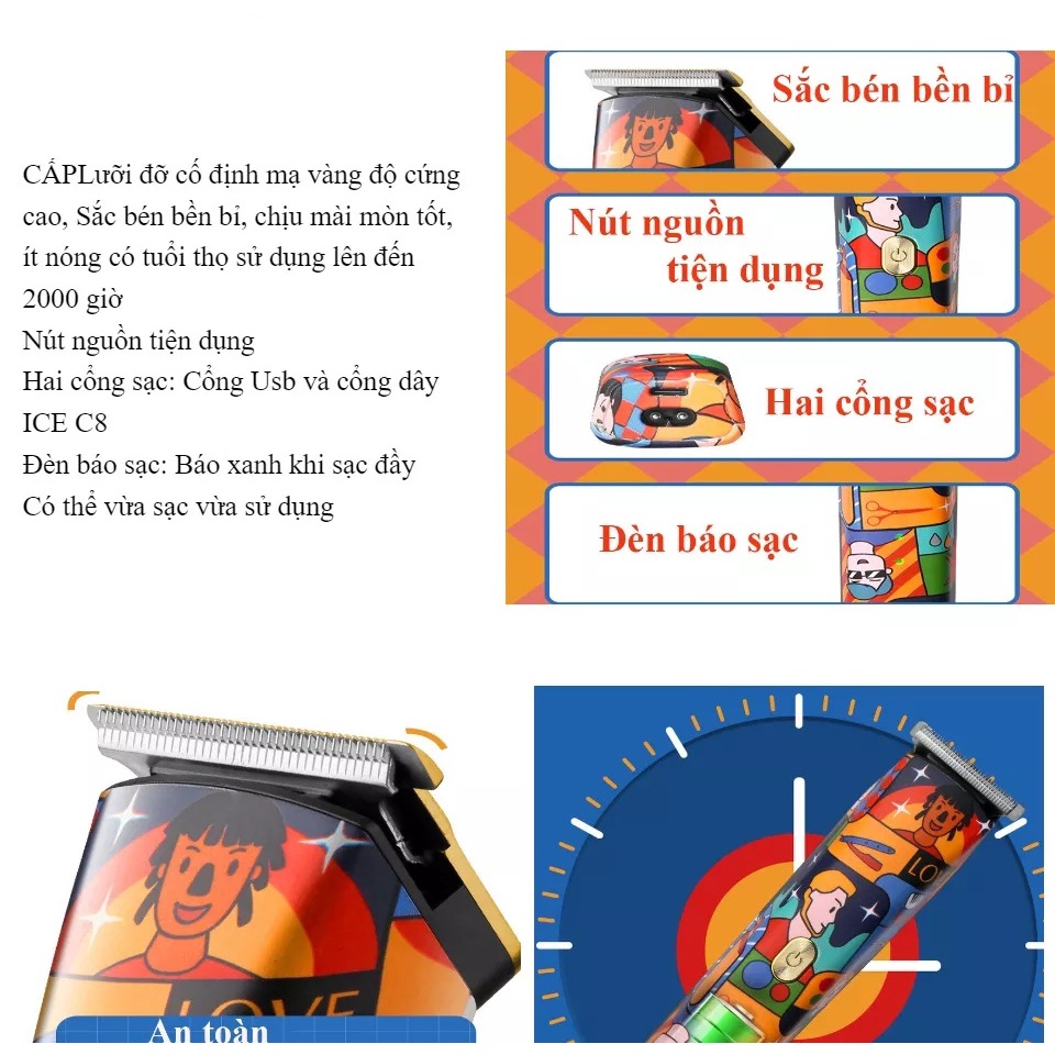 Tông Đơ Chấn Viền Cắt Tóc, Cạo Trọc, Cạo Râu Fade Tóc, Khắc Tóc Đi Viền Nét Kemei KM - 5017H