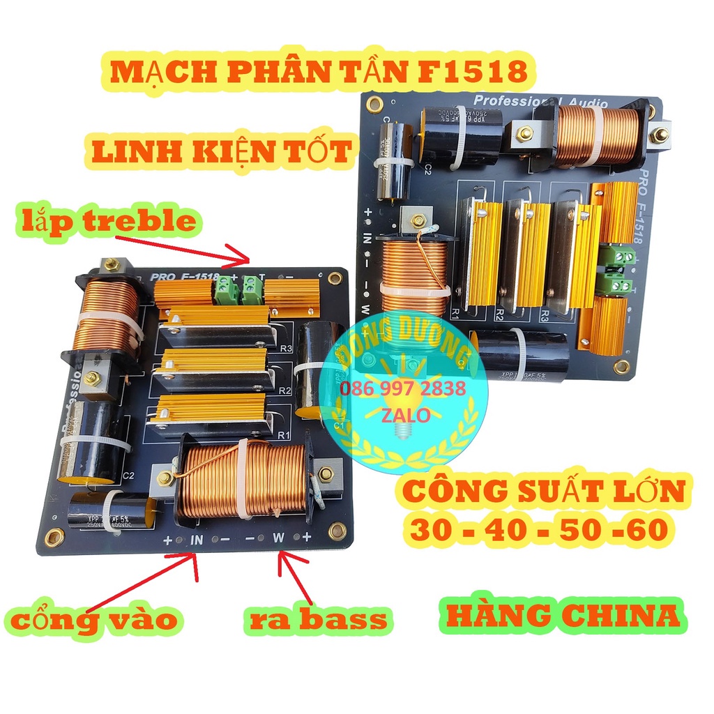 MẠCH PHÂN TẦN CÔNG SUẤT LỚN  F1518 -  HÀNG XỊN - 1 BASS 1 TREBLE- CÔNG SUẤT MÃ 1800W - GIÁ 1 CÁI