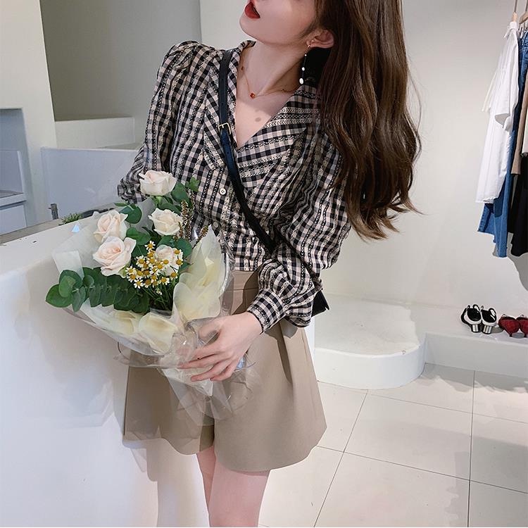 Áo sơ mi ngắn tay dài dáng rộng kẻ sọc cổ điển mới cho nữ