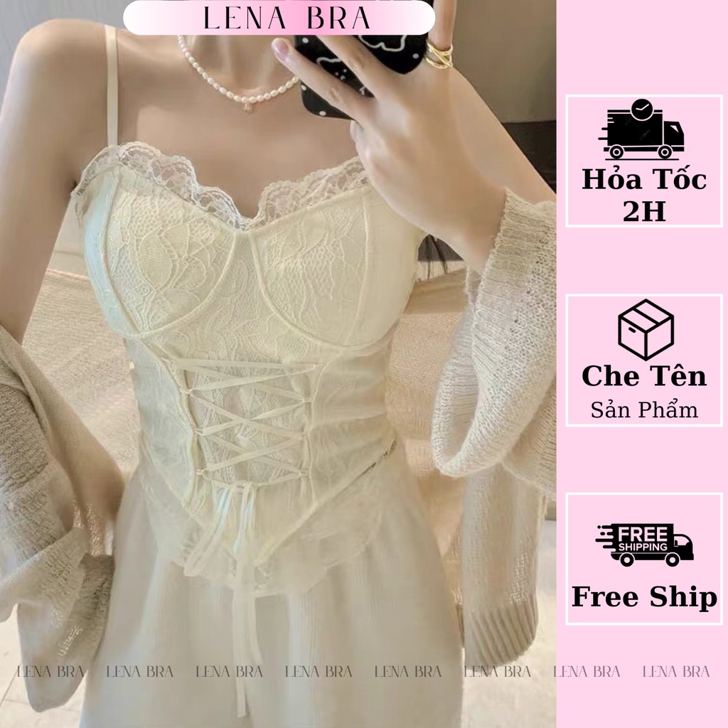 ÁO lót nữ LENABRA,BR66- bra corset tiểu thư, bra dây rút công chúa