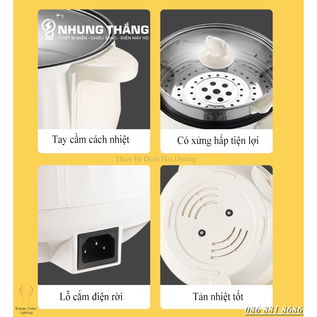 Nồi Lẩu Mini Cắm Điện Đa Năng MX-22A ; MX-26A - Lớp Chống Dính - Phù hợp 2-4 Thành Viên - Tặng Kèm Xửng Hấp