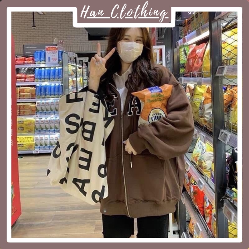 Áo khoác nỉ, hoodie Yeah màu nâu tây siêu xinh