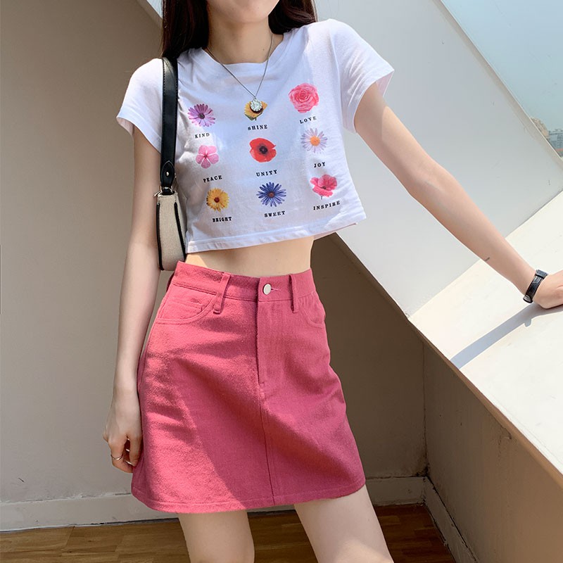 chân váy jean Lưng Cao Dáng Chữ A Phong Cách Hàn Quốc | BigBuy360 - bigbuy360.vn
