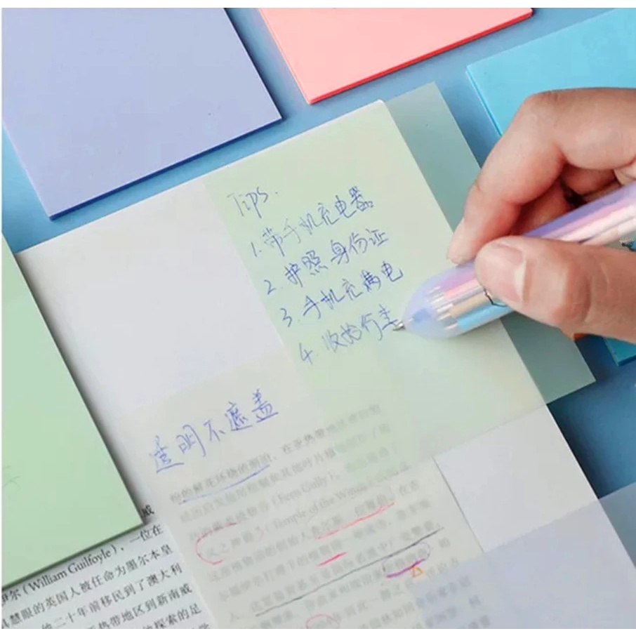 Bộ 50 Tờ Giấy Ghi Chú Dính Trong Suốt Không Thấm Nước