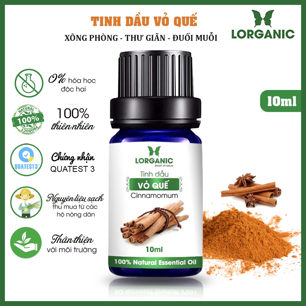 Tinh dầu vỏ quế Lorganic 100% nguyên chất 10ml, 50ml